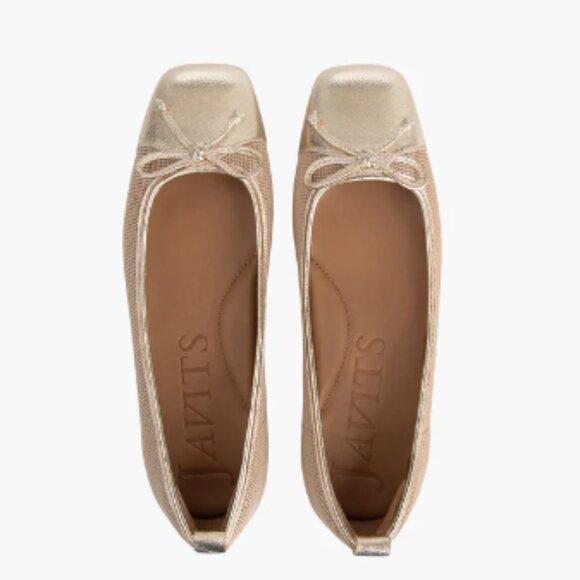 Eric Javits - Parris Gold Leather Ballet Flats Women's Size 6.5 - Picture 7 of 7